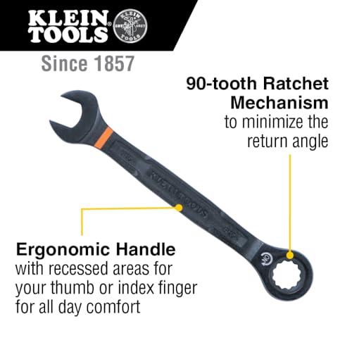 Klein Tools 69408G Ratcheting Combination Wrench Set for Professional Mechanics, SAE, 8-Piece, 5/16 to 3/4-Inch, Steel A