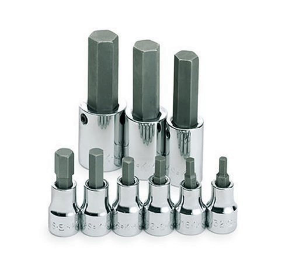 SK Tools USA 3/8 & 1/2" Drive 9-Piece Standard SAE Chrome Hex Bit Socket Set for Mechanics | 5/32" - 5/8" | 19733  
SK T